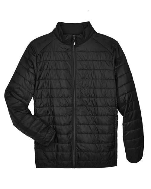 CORE365 Men's Prevail Packable Puffer Jacket - Black Front