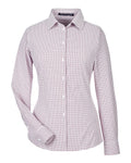 Devon & Jones Women's CrownLux Performance® Micro Windowpane Woven Dress Shirt - Burgundy/ White Front