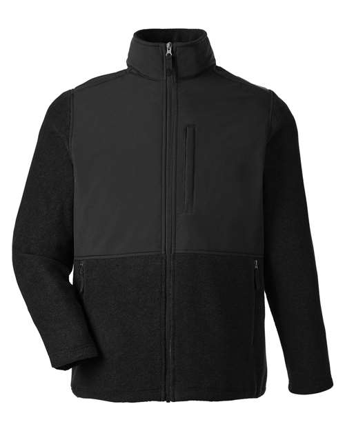 CORE365 Men's Journey Summit Hybrid Full-Zip - Black/ Black Front