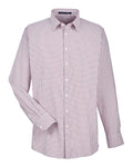 Devon & Jones Men's CrownLux Performance® Micro Windowpane Woven Dress Shirt - Burgundy/ White Front