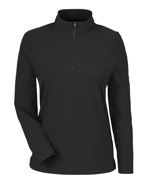 Devon & Jones Women's CrownLux Performance® Windsor Welded Quarter-Zip Pullover - Black Front