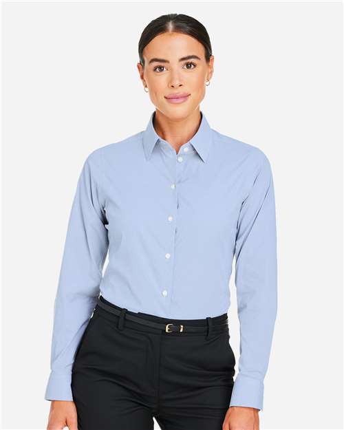 Devon & Jones Women's CrownLux Performance® Microstripe Dress Shirt - Model Front