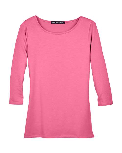 Devon & Jones Women's Perfect Fit™ Ballet Bracelet-Length Knit Top - Charity Pink Front
