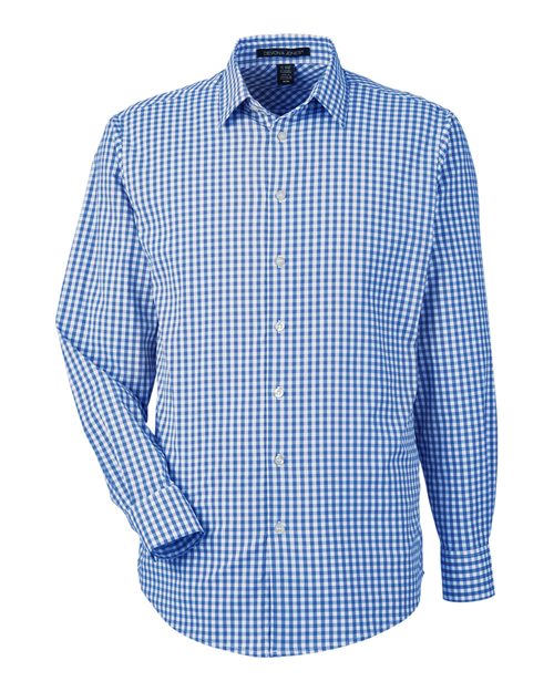 Devon & Jones Men's CrownLux Performance® Gingham Dress Shirt - French Blue/ White Front