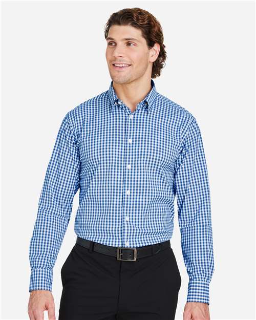 Devon & Jones Men's CrownLux Performance® Gingham Dress Shirt - Model Front