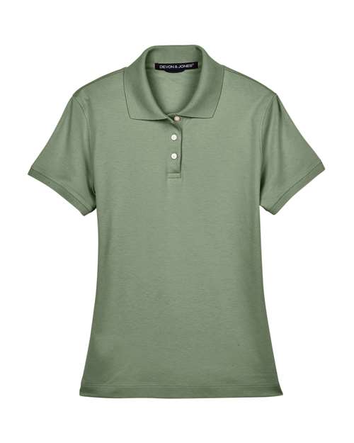Devon & Jones Women's Perfect Pima Interlock Polo - Dill Front