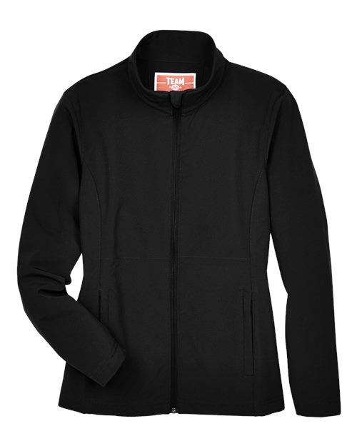 Team 365 Women's Leader Soft Shell Jacket - Black Front
