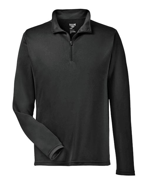 Team 365 Men's Zone Performance Quarter-Zip Pullover - Black Front