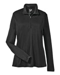 Team 365 Women's Zone Performance Quarter-Zip Pullover - Black Front