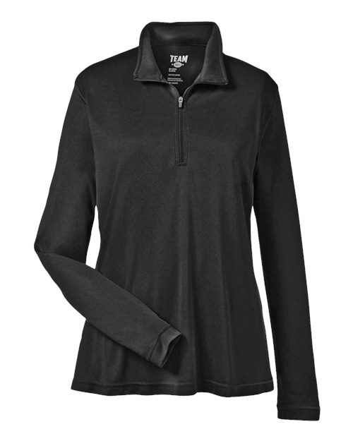 Team 365 Women's Zone Performance Quarter-Zip Pullover - Black Front
