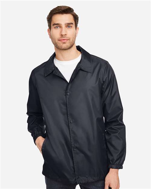 Team 365 Unisex Zone Protect Coaches Jacket - Model Front