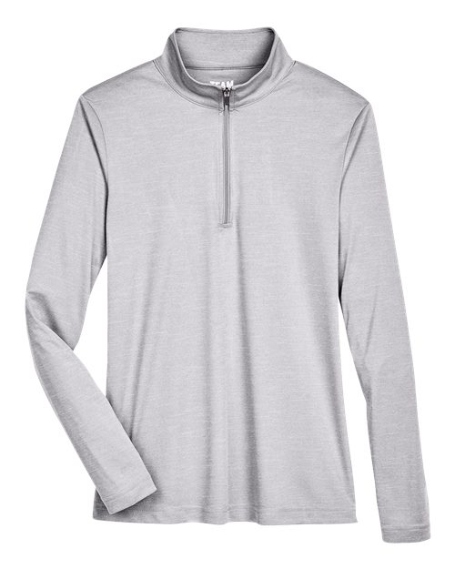 Team 365 Women's Zone Sonic Heather Performance Quarter-Zip Pullover - Athletic Heather Front