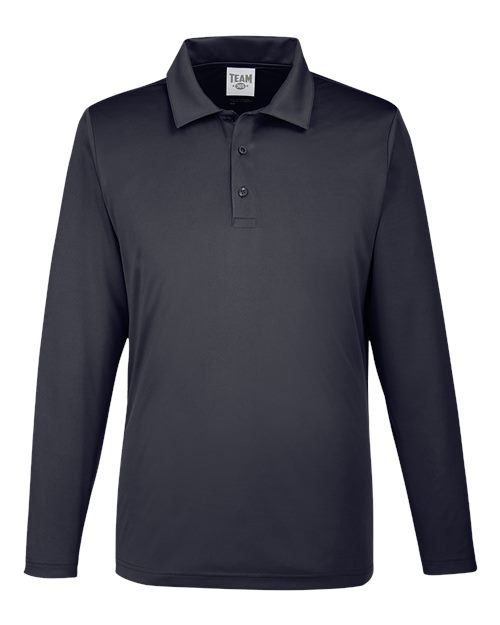 Team 365 Men's Zone Performance Long Sleeve Polo - Black Front