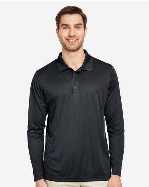 Team 365 Men's Zone Performance Long Sleeve Polo - Model Front