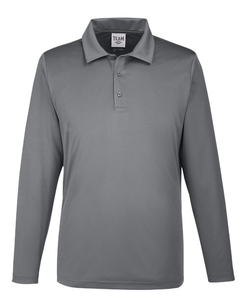 Team 365 Men's Zone Performance Long Sleeve Polo - Sport Graphite Front