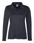 Team 365 Women's Zone Performance Long Sleeve Polo - Black Front