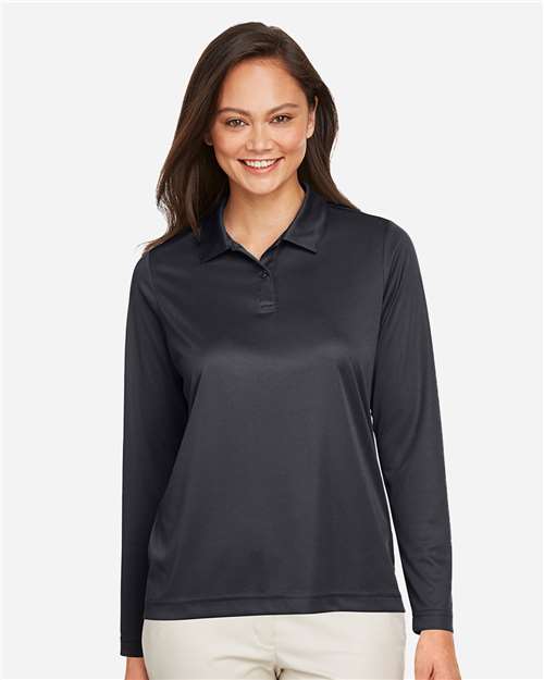 Team 365 Women's Zone Performance Long Sleeve Polo - Model Front