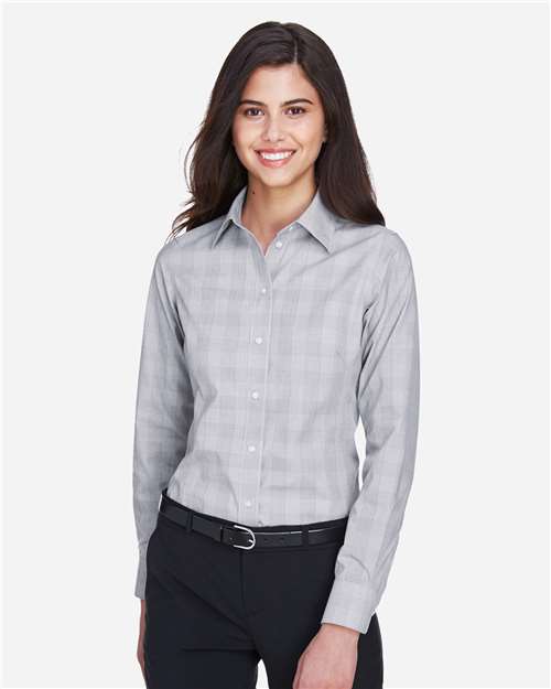 Devon & Jones Women's Crown Collection® Glen Plaid Woven Dress Shirt - Model Front