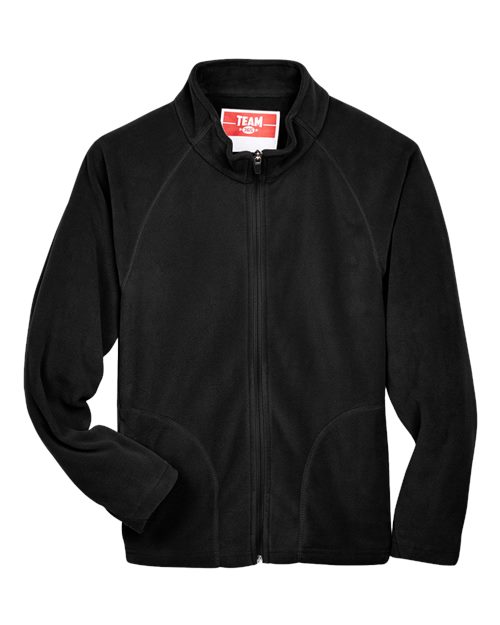 Team 365 Youth Campus Microfleece Jacket - Black Front