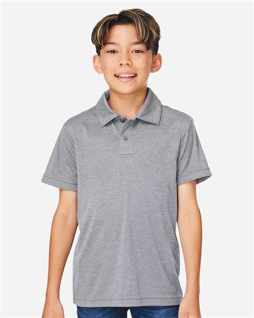 Team 365 Youth Zone Sonic Heather Performance Polo - Model Front