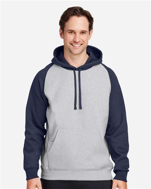 Team 365 Unisex Zone HydroSport™ Heavyweight Colorblock Hooded Sweatshirt - Model Front