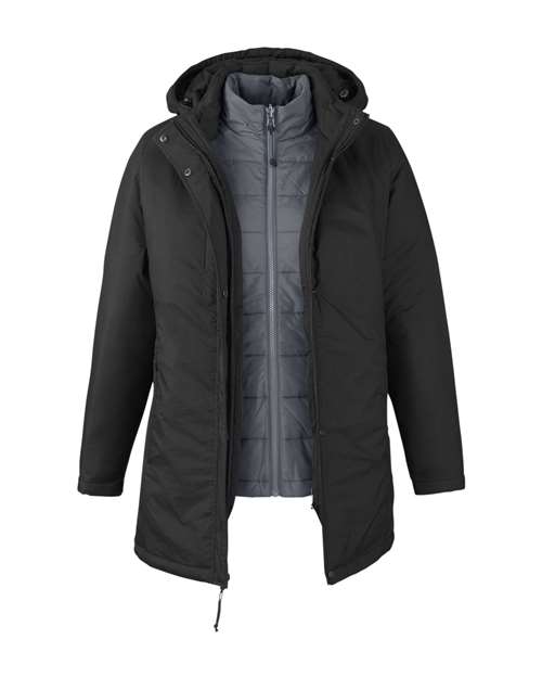 CORE365 Women's Inspire 3-in-1 Jacket with Insulated Liner - Black/ Carbon Front
