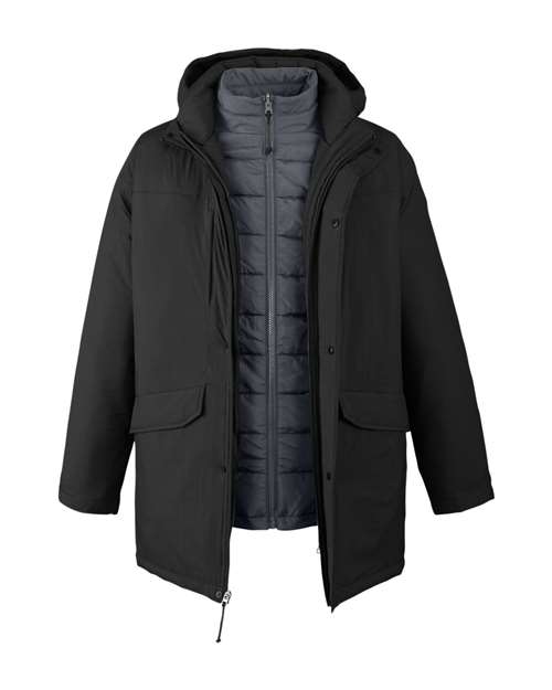 CORE365 Men's Inspire 3-in-1 Jacket with Insulated Liner - Black/ Carbon Front