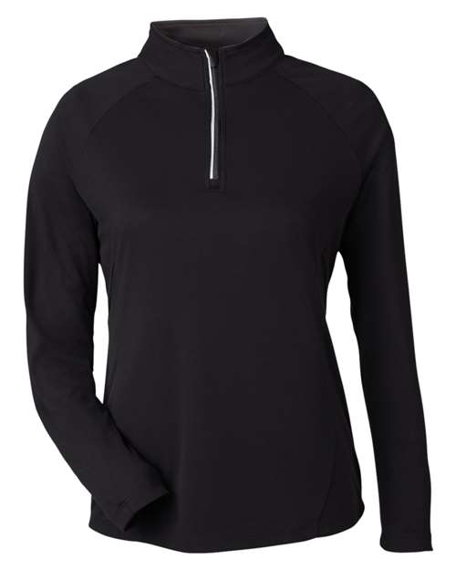 CORE365 Women's Origin Performance Pique Quarter-Zip Pullover - Black/ Carbon Front
