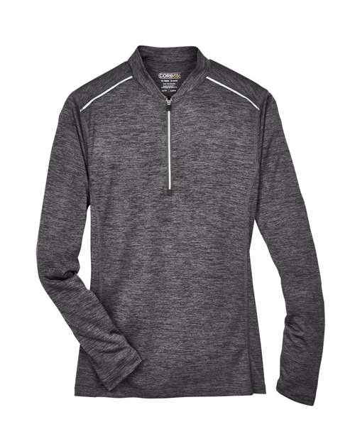 CORE365 Women's Kinetic Performance Quarter-Zip Pullover - Carbon/ Black Front