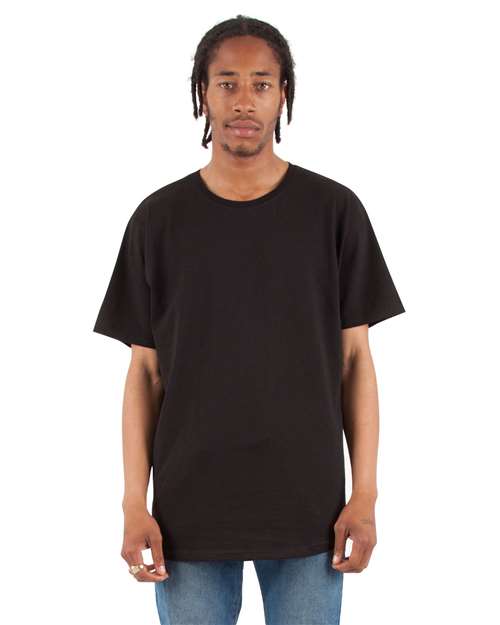 Shaka Wear Unisex Curved Hem Long Tee - Model Front