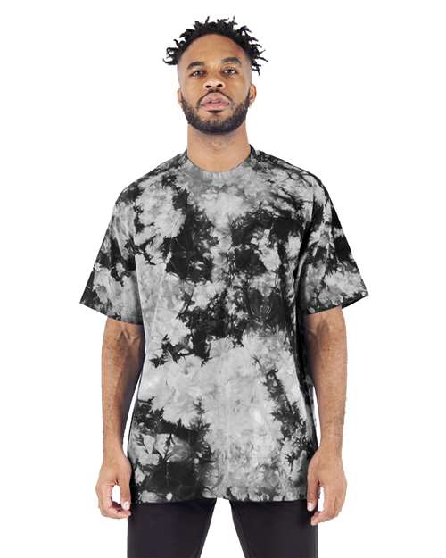 Shaka Wear Unisex Max Heavyweight Tie-Dyed Tee - Black/ White Front