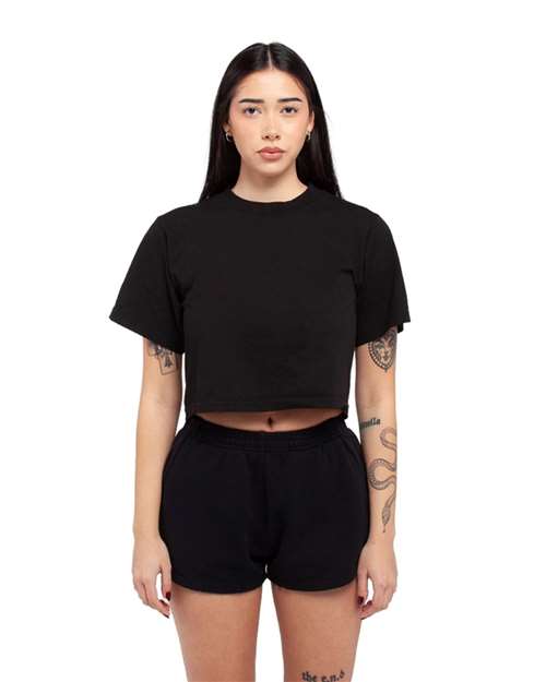 Shaka Wear Women's Garment-Dyed Cropped Tee - Model Front