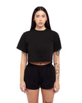 Shaka Wear Women's Garment-Dyed Cropped Tee - Model Front