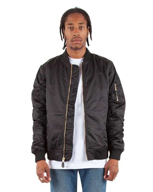 Shaka Wear Unisex Bomber Jacket - Model Front