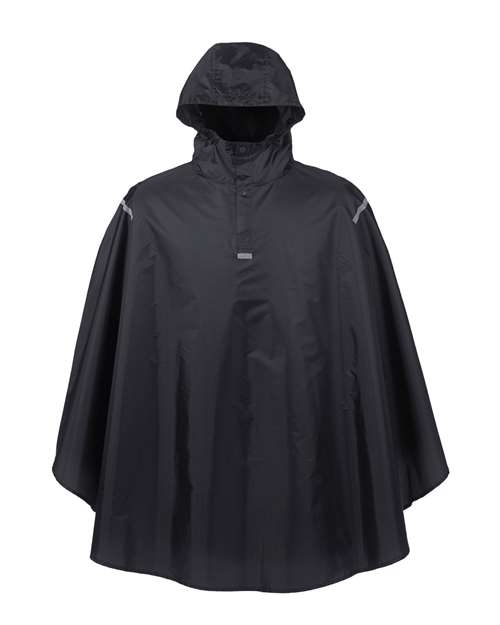 Team 365 Unisex Zone Protect Packable Poncho - Black Front