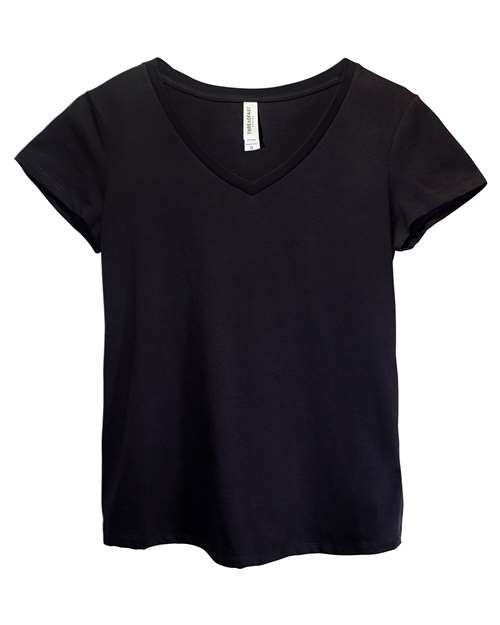 Threadfast Apparel Women's Ultimate CVC V-Neck T-Shirt - Black Front