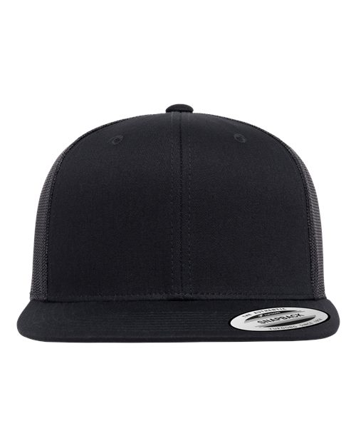 Retro High Profile Trucker Cap - Black Front