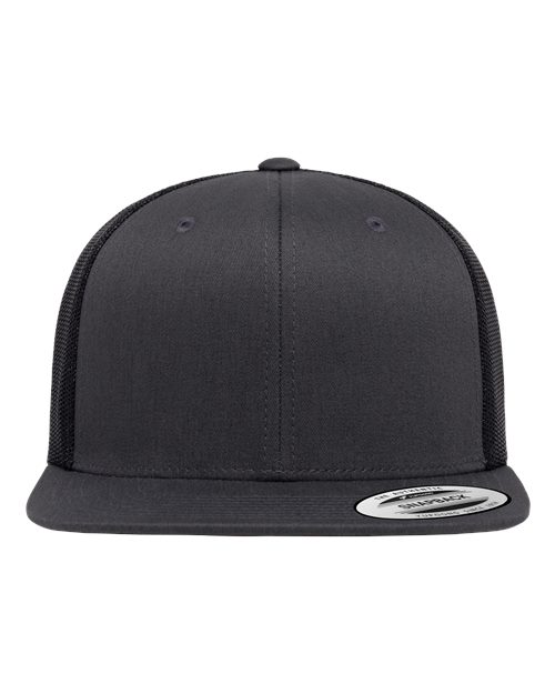 Retro High Profile Trucker Cap - Charcoal/ Black Front