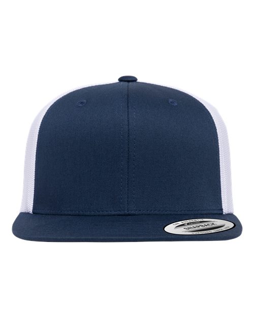Retro High Profile Trucker Cap - Navy/ White Front