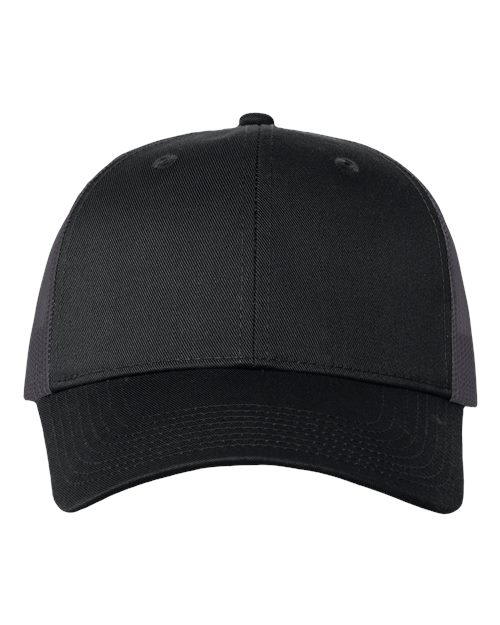 Mesh-Back Twill Trucker Cap - Black/ Charcoal Front
