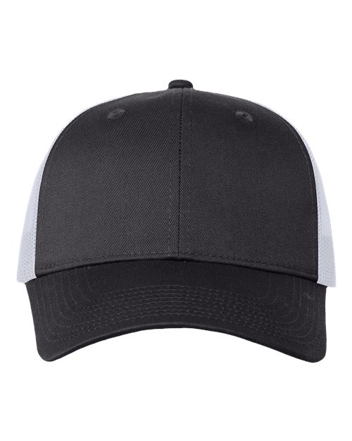 Mesh-Back Twill Trucker Cap - Charcoal/ White Front