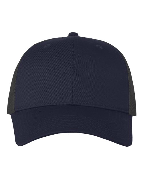 Mesh-Back Twill Trucker Cap - Navy/ Charcoal Front