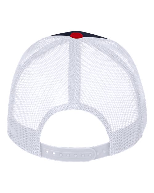Mesh-Back Twill Trucker Cap - Navy/ White/ Red Back