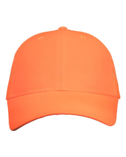 Mesh-Back Twill Trucker Cap - Neon Orange Front