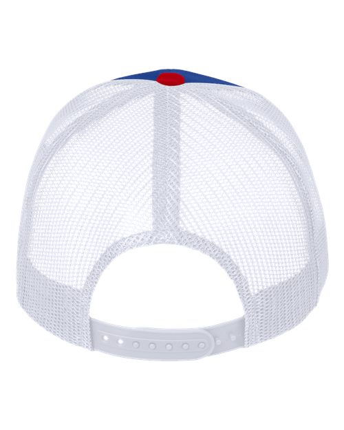 Mesh-Back Twill Trucker Cap - Royal/ White/ Red Back