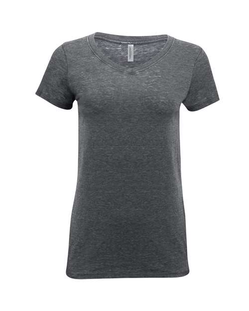 Threadfast Apparel Women's Vintage Dye V-Neck T-Shirt - Vintage Charcoal Front