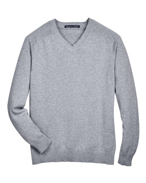 Devon & Jones Men's V-Neck Sweater - Grey Heather Front