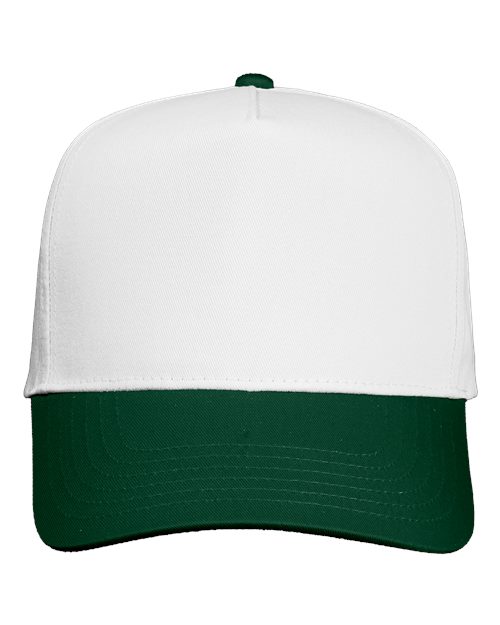 Valucap Five-Panel Twill Cap - White/ Forest Front