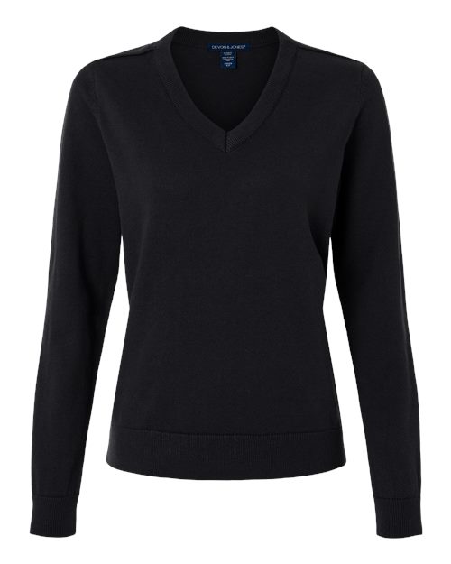 Devon & Jones Women's New Classics V-Neck Sweater - Black Front