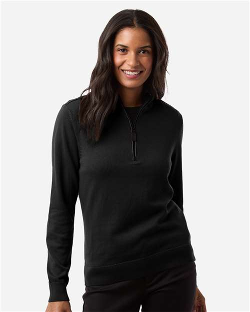 Devon & Jones Women's New Classics Quarter-Zip Sweater - Model Front